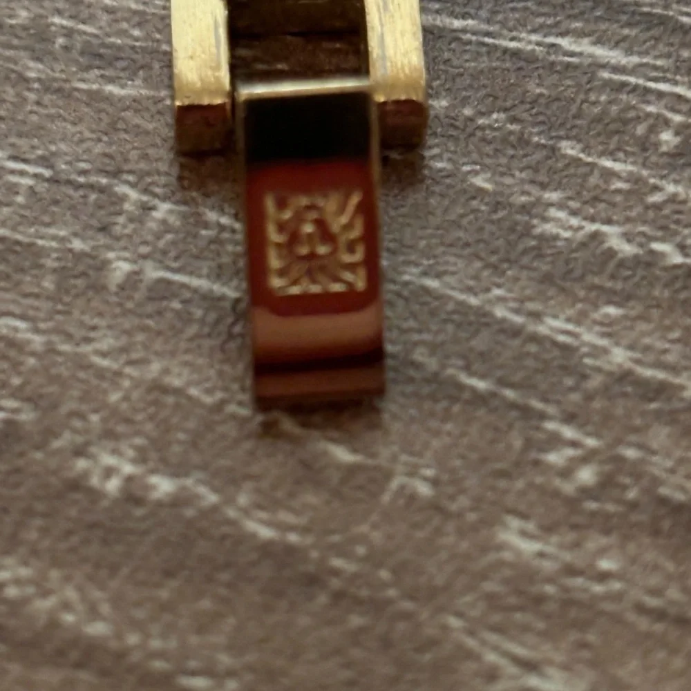 Anne Klein Gold Plated Rhinestone Bling Watch Water Resistant Logo Face 7” Dress